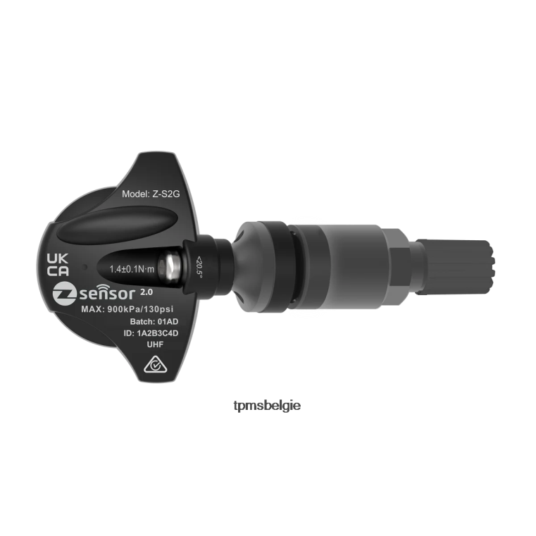 Holden oe vervangende tpms-sensor - oe p/n 95712232, 13598773 freq 433mhz - Bandenspanning Sensor Mazda 20VVDB53 metalen klepsteel - donkergrijs